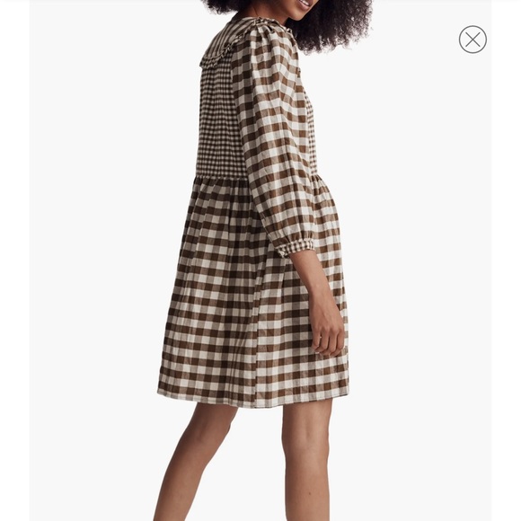 BNWT MADEWELL Gingham Collared Puff-Sleeve Mini Dress XXS - Picture 7 of 8